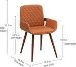 Load image into Gallery viewer, LUNLING Mid Century Modern Dining Room Chairs Set of 2 Accent Faux Leather Kitchen Chair Bentwood Frame with Armrest,Upholstered Seat,Metal Legs Chairs,Adjustable Foot for Kitchen Dining Desk(Orange)
