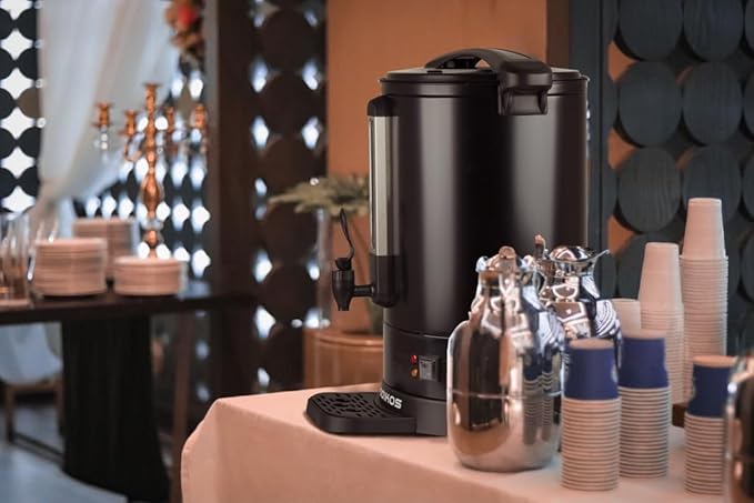Coffee Maker 100 Cup Commercial Coffee Urn,Hot water/beverage Machine and Drink Dispenser-Premium 304 Double-Wall Stainless Steel Electric Percolator Coffee pot,Keep Warm for Hours,Matte Black
