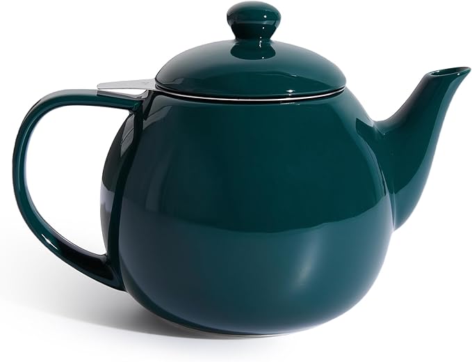 Sweese Teapots for Tea, 27 oz Porcelain Tea pot with Removable Stainless Steel Infuser, Tea Pots for Loose Tea - Dark Green