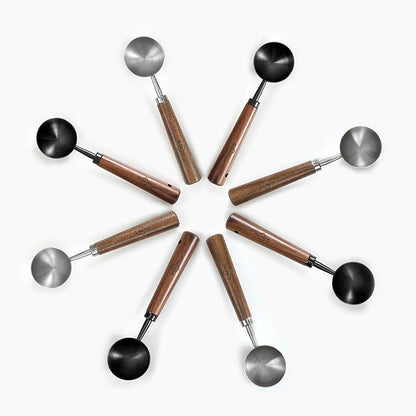 Vintage Coffee Measuring Spoon - 304 Stainless Steel,Coffee Scoop, 10g Capacity, Walnut Handle - Perfect for Coffee, Tea, and More (Gunmetal)