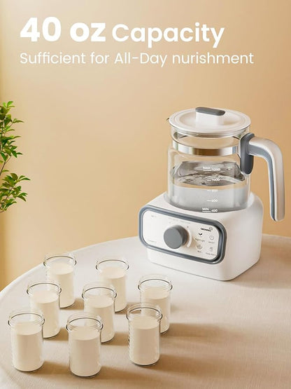 GROWNSY Baby Instant Warmer, Glass Water Boiler with Accurate Temperature Control for Formula, Coffee and Tea, 1.3 Liter Electric Kettle with LCD Display and Timer