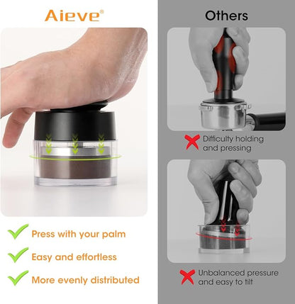 Aieve Espresso Tamper 54mm,Spring Loaded Coffee Tamper with 15lb / 25lb / 30lbs Replacement Springs Fits for 54mm Breville Portafilter