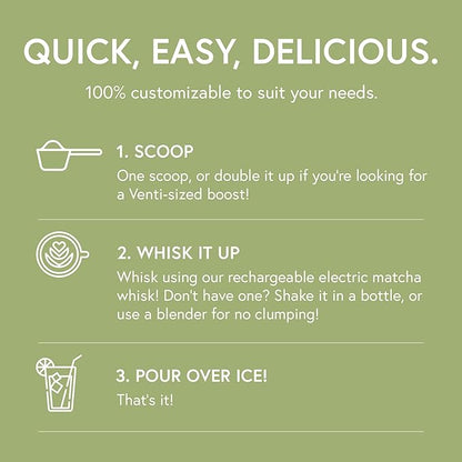 Matchabar Epic Iced Instant Latte Powder | Toasted Vanilla Matcha w/Oat Milk Base | Low Sugar, Non-Diary & Vegan Instant Iced Matcha Powder | Barista-Quality Creamy Latte Mix | 10 Servings