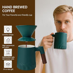 Load image into Gallery viewer, Pour Over Coffee Maker Set, Ceramic Pour Over Coffee Dripper 15.5oz/450 ml with 25 Pcs V60 Paper Filter, Coffee Pour Over Set for Camping, Green