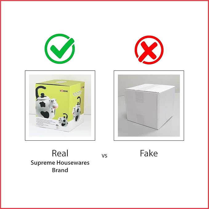 Whistling Tea Kettle for Stove Top Enamel on Steel Teakettle, Supreme Housewares Cow Design Teapot Water Kettle Cute Kitchen Accessories Teteras (2.3 Quart, Cow)