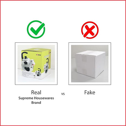 Whistling Tea Kettle for Stove Top Enamel on Steel Teakettle, Supreme Housewares Cow Design Teapot Water Kettle Cute Kitchen Accessories Teteras (2.3 Quart, Cow)