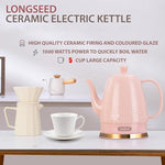 Load image into Gallery viewer, 1.2 Liters Ceramic Electric Kettle Pot, Boil Water Quickly and Easily with Boil-Dry Protection, Auto Shut Off, Detachable Swivel Base, Graceful Gooseneck Teapot 1000W, Pink