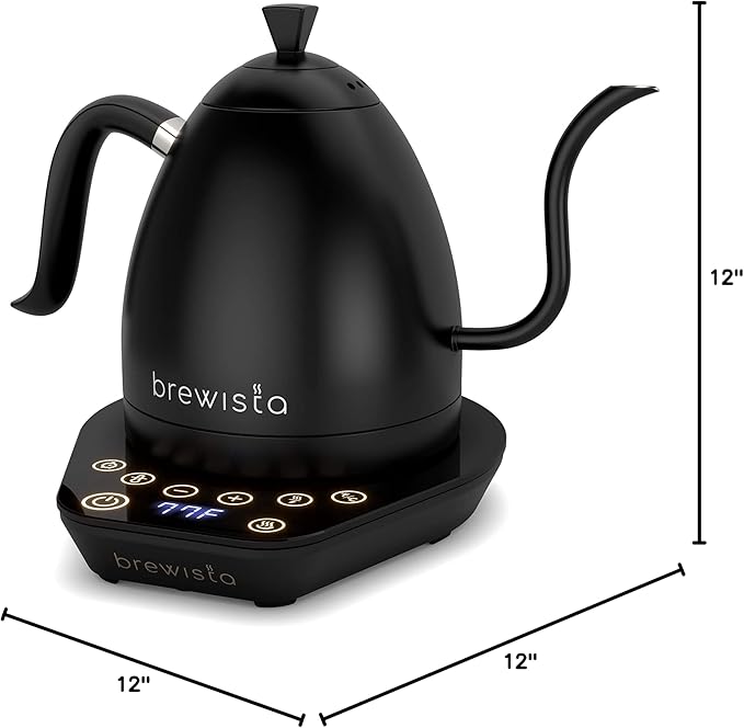 Brewista Artisan Electric Gooseneck Kettle, Water Boiler with LCD Panel, Precise Temperature Control, Fast Boiling and Keep Warm Settings for Pour-Over Coffee & Tea, Café, 1 Liter (All Black)