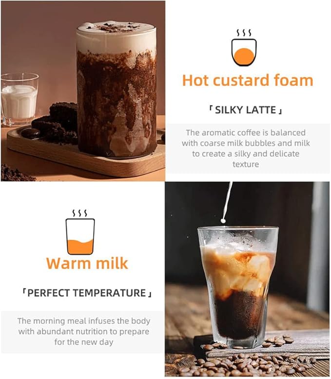 Milk Frother, 4 in 1 Electric Milk Steamer Warmer Foam Maker for Frothing and Heating Coffee, Latte, Macchiato, Cappuccino, Hot Chocolate (US Plug)