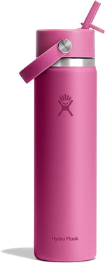 Load image into Gallery viewer, Hydro Flask Water Bottle - Insulated Stainless Steel - Wide Mouth Flex Straw Lid, Non Spill, Leakproof and Refillable in 24 Oz Reef Pink