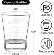 Shot Glasses Measuring cup Espresso Shot Glass Liquid Heavy Glass Wine Glass 2 Pack 26-Incremental Measurement 1oz, 6 Tsp, 2 Tbs, 30ml By BCnmviku (2pack-White)