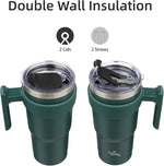 Load image into Gallery viewer, 20 oz Tumbler with Handle and 2 Straw 2 Lid, Insulated Water Bottle Stainless Steel Vacuum Cup Reusable Travel Mug,Army Green