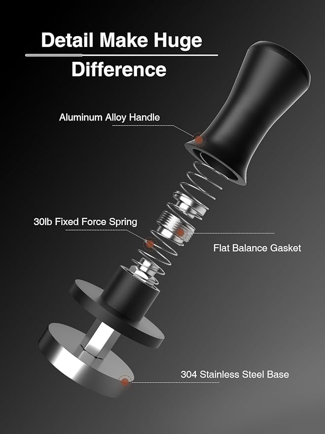 Espresso Tamper, 53mm Barista Coffee Tamper with Spring Loaded for Coffee Machine Portafilter,Stainless Steel