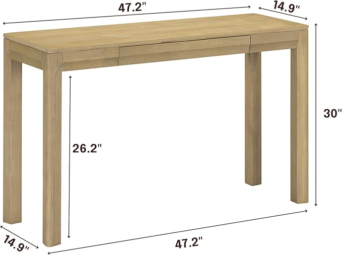 NTC Flow Modern Wooden Rectangle Console Table with Hidden Drawer – Waterproof & Heat Resistant, Sand