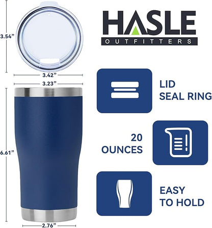 HASLE OUTFITTERS 20 oz Tumbler Bulk, Stainless Steel Tumblers with Lid, Vacuum Insulated Tumbler, Double Wall Powder Coated Cup, coffee mugs, Navy Blue, 6 Pack