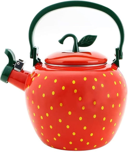 Whistling Tea Kettle for Stove Top Enamel on Steel Teakettle, Supreme Housewares Strawberry Design Teapot Water Kettle Cute Kitchen Accessories Teteras (2.3 Quart, Strawberry)