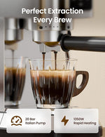 Load image into Gallery viewer, topzee Espresso Machine 20 Bar, Compact Coffee Maker with Milk Frother &amp; Cold Brew Function, 52oz Removable Water Tank, Stainless Steel Cappuccino, Latte Maker, Silver