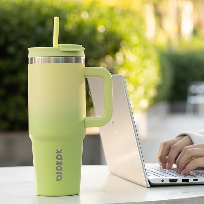 BJPKPK Insulated Tumblers With Handle And Straw 30 oz Stainless Steel Tumbler Cups With Lid,Army Green