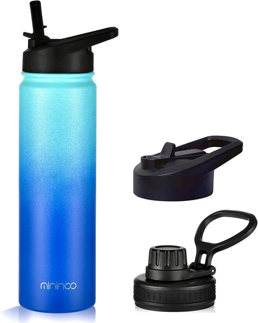 mininoo 24 oz Insulated Water Bottle with Straw Lid, Stainless Steel Double Wall Vacuum, Leak Proof, BPA Free, Keep Cold for 24H & Hot for 12H(Pacific Dream)