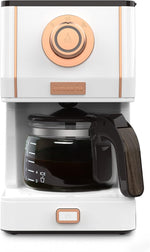 Load image into Gallery viewer, Amaste Retro Style Coffee Machine with 25 Oz Glass Coffee Pot, Reusable Coffee Filter &amp; Three Brewing Modes, 30minute-warm-keeping, Elegant White with Rose Gold