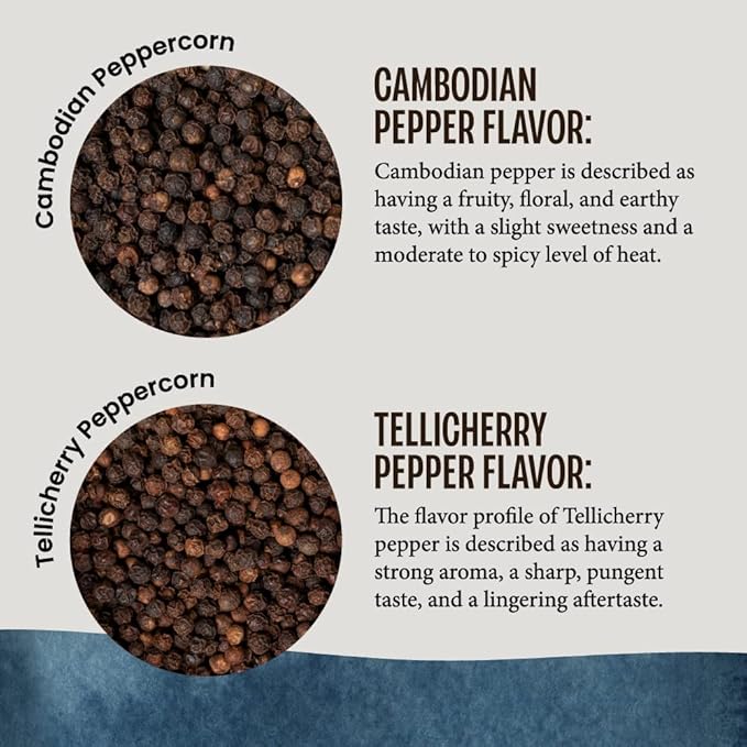 MagJo Naturals Black Peppercorn (whole), Exclusive Cambodian Memot Black Pepper