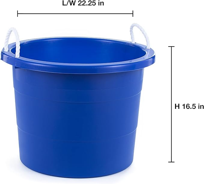 United Solutions Easy-Access Storage Rope Handle Tub, 19 Gallon, Blue, 2 Count (TU0335)