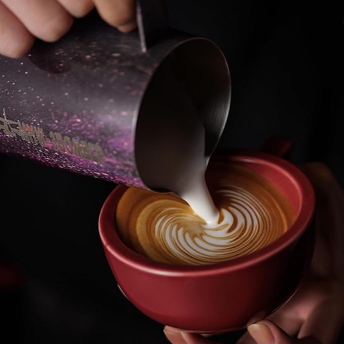 MHW-3BOMBER Espresso Steaming Pitcher Milk Frothing Pitcher Stainless Steel Milk Coffee Cappuccino Latte Art Barista Cup (5.0 Purple, 20 Ounces) P5008S