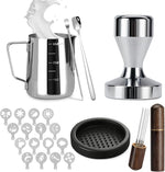 Load image into Gallery viewer, Espresso Accessories Kit 51mm Tamper: 51mm Espresso Tamper Set Espresso Kit Including Coffee Tamper, Milk Frothing Pitcher, WDT Tool Espresso, Tamper Mat, Latte Art Pen, Coffee Spoon, Coffee Stencils