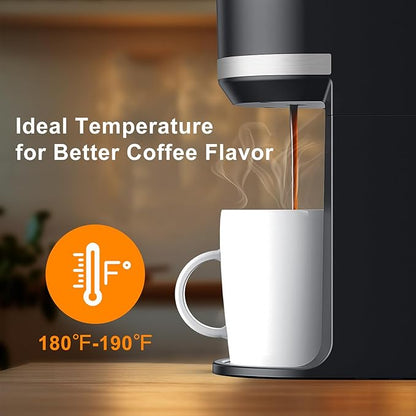 Small Single Serve Coffee Maker for K Cup and Grounds, Fast Brew One Cup Coffee Machine with 12 Oz Reservoir, Compact Size for Home Office RV and Travel, Black