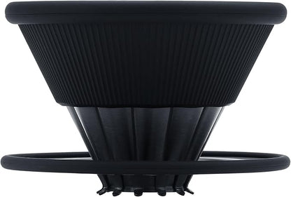 Normcore 2-in-1 Pour Over Coffee Dripper, Brews 1-2 Cups Coffee Brewer, Use V60 and Wave Filter Paper Brewer, Titanium Coated 304 Stainless Steel, Black