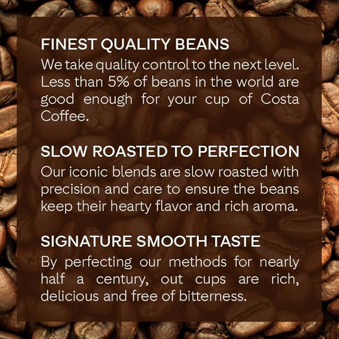 Costa Coffee Whole Bean Coffee, Signature Blend Medium Roast, 12oz each, Rainforest Alliance Certified