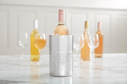 Personalization Universe Lavish Last Name Personalized Wine Chiller - Custom Engraved, Double-Walled Insulated, Stainless Steel Wine Cooler with Hand-Hammered Detail, Ideal for Wine Lovers