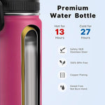 Load image into Gallery viewer, Koodee Small 12 oz Stainless Steel Vacuum Insulated Wide Mouth Water Flask with Leakproof Spout Lid, Reusable BPA Free Bottle (Rose Red)