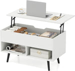 Load image into Gallery viewer, Tangkula Lift Top Coffee Table, Modern Cocktail Table with Hidden Compartment &amp; 2 Open Shelves, Flip Top Center Table, Wooden Pull up Coffee Table for Living Room, Reception Room, Office (White)