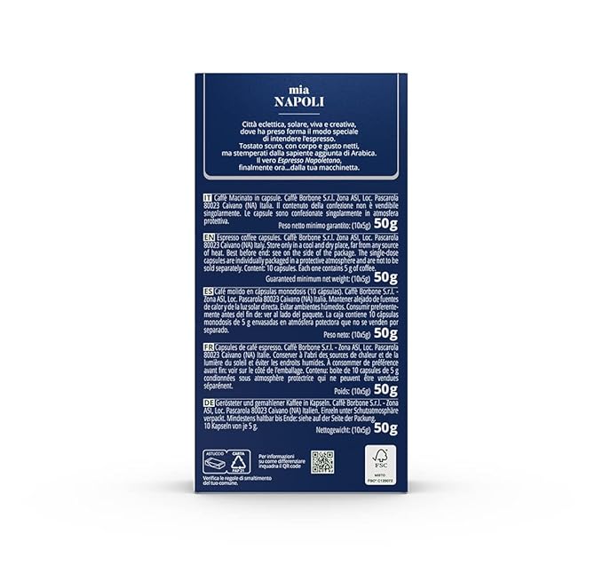 Caffe Borbone Aluminum Coffee Pods Compatible with Nespresso Original Machines, Mia Napoli, Medium Roast, Bold and Intense, Genuine Italian Coffee - 50 Count