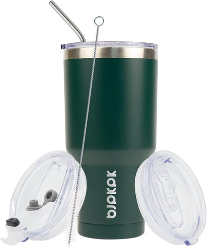 BJPKPK 30oz Tumbler with Lids and Straws, Stainless Steel Vacuum Insulated Coffee Tumblers, Insulated Travel Mug Water Cup with Leakproof Lid,Army Green