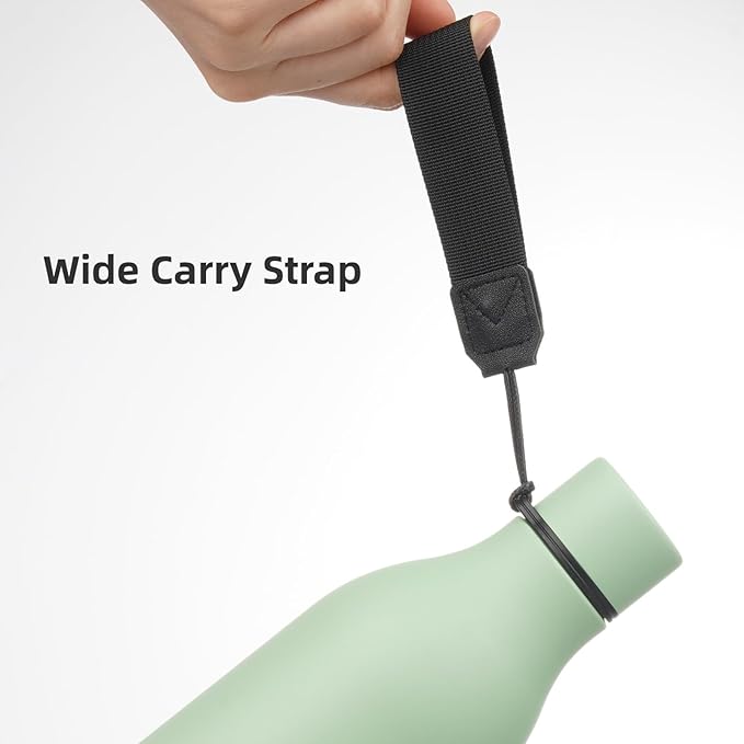 Insulated Water Bottle with Strap,25 oz Double Wall Stainless Steel Vacuum Bottles Metal Water Flask,Macaron Green