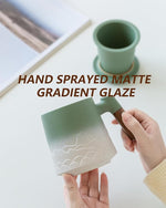 Load image into Gallery viewer, ZENS Tea Mug with Infuser and Lid for Loose Leaf Steeper, 16.9 oz Embossed Ceramic Tea Cup with Fine Tea Strainers, Wood Handle Large Tea Diffusers Mugs for Tea Lovers Gifts