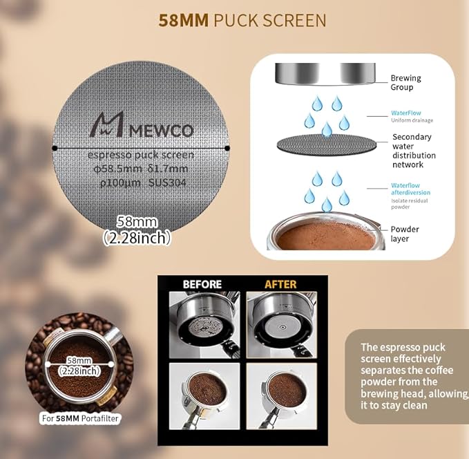 7 Pack Espresso Tamper Station&Coffee Distributor Tamper&Espresso WDT Stirrer&Coffee Tamping&Brush&Coffee Dosing Funnel&Espresso Puck Screen, Espresso Accessories for Bar Home Office (58 mm)