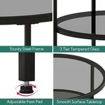 Load image into Gallery viewer, Yusong Round Glass Coffee Tables for Living Room, 2-Tier Circle Coffee Table with Storage, 26" Modern Center Accent Table with Light Black Glass, Small End Table for Small Space, Bedroom
