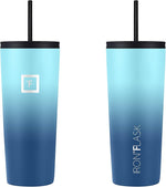Load image into Gallery viewer, IRON °FLASK Classic Tumbler - Vacuum Insulated Stainless Steel Water Bottle, Double Walled, Drinking Cup, Insulated Travel Mug (Blue Waves, 24 oz Solid Lid)
