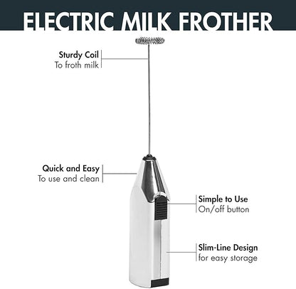 Primula Stovetop Espresso Maker and Handheld Electric Milk Frother Gift Set, Moka Pot for Classic Italian and Cuban Coffee, Cafetera, 6 Espresso Cups, Silver