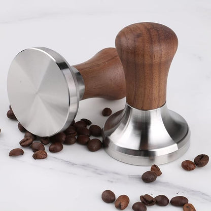 Coffee Tamper Flat Espresso Tamper for 51mm Portafilter Wooden Handle. Barista Espresso Tamper