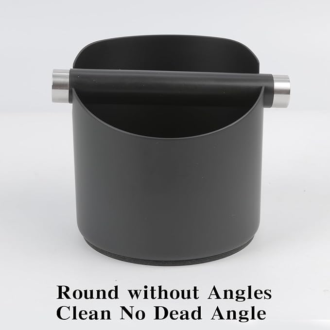 Italian Espresso Tapping Box, Stainless Steel Coffee Grinding Tapping Box, With Detachable Tapping Rod And Anti Slip Rubber Base (Black-S)