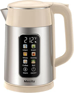 Load image into Gallery viewer, Mecity Electric Kettle 1.7L Touch Screen Temperature Control Water Boiler, No Plastic Contact with Water. 6 Presets For Tea and Coffee, 2 Hours Keep Warm, Cream &amp; Stainless Steel Color