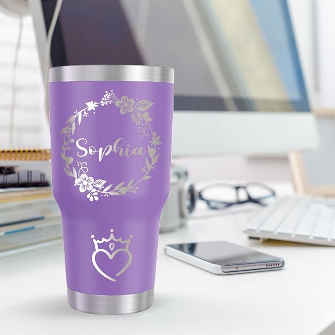 Personalized Tumbler with Name, Custom Travel Coffee Mug,Customized 30 oz Stainless Steel Tumbler, Christmas Birthday Gifts for Women Men