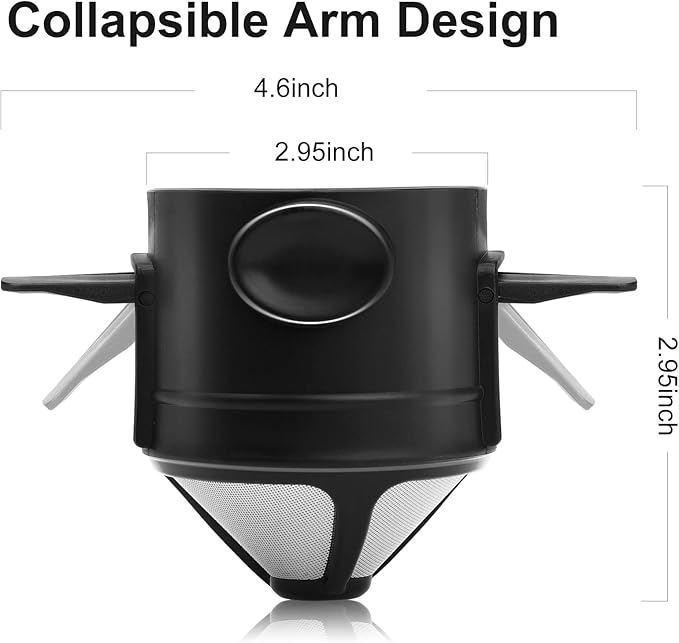 Pour Over Coffee Dripper, Reusable Stainless Steel Pour Over Coffee Filters, Easy to Clean Camping Coffee Filter, Portable Collapsible Coffee Maker, Paperless Travel Coffee Makers