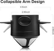 Pour Over Coffee Dripper, Reusable Stainless Steel Pour Over Coffee Filters, Easy to Clean Camping Coffee Filter, Portable Collapsible Coffee Maker, Paperless Travel Coffee Makers