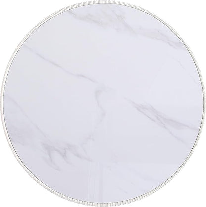 Manhattan Comfort Modern Anderson Coffee Table, 1.0 & 2.0 End Table, Upholstered in Cream and Grey Leatherette with Ceramic Faux Tabletop and Gold Metal Tabletop- Set of 3