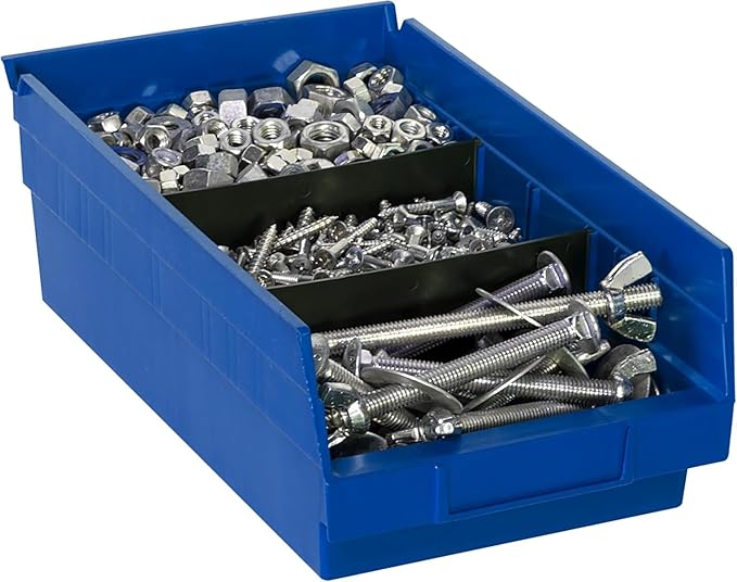 Akro-Mils 30130 Plastic Shelf Bins, Heavy Duty Storage Bins for Garage, Closet, and Drawer Organization, 12-Inch x 6-1/2-Inch x 4-Inch, Blue, 12-Pack